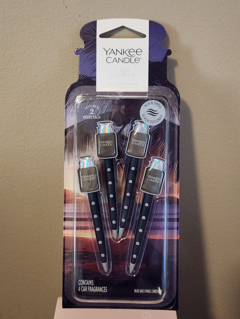 YANKEE CANDLE CAR VENT STICKS, BLACK COCONUT